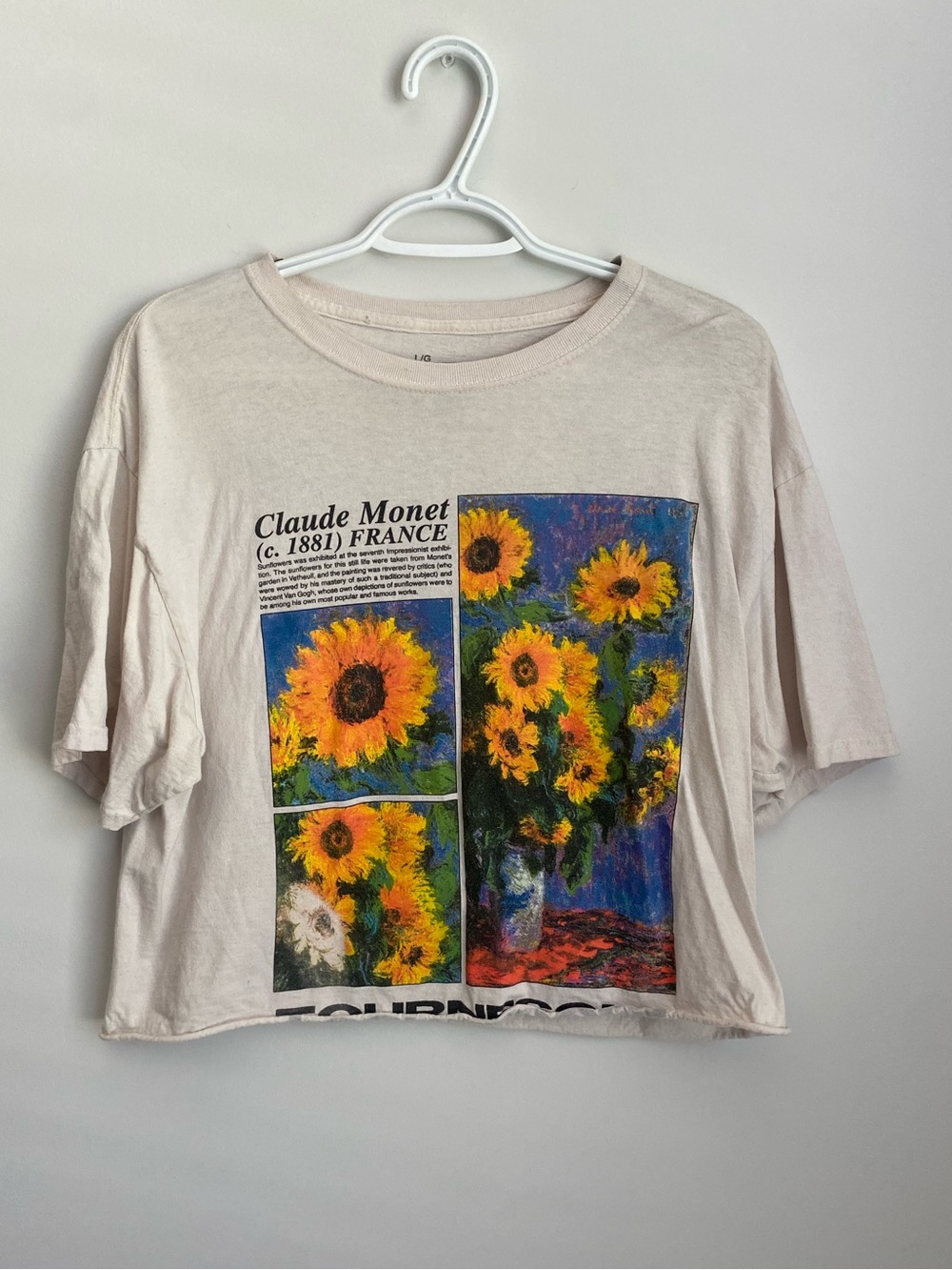 Claude Monet Sunflower Graphic crop Tee - Cream
